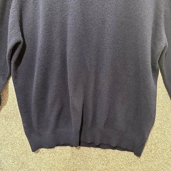 Eddie Bauer Pullover Sweater Men XXL Blue Lamb Wool Long Sleeve V‎ Neck Classic - Picture 4 of 13